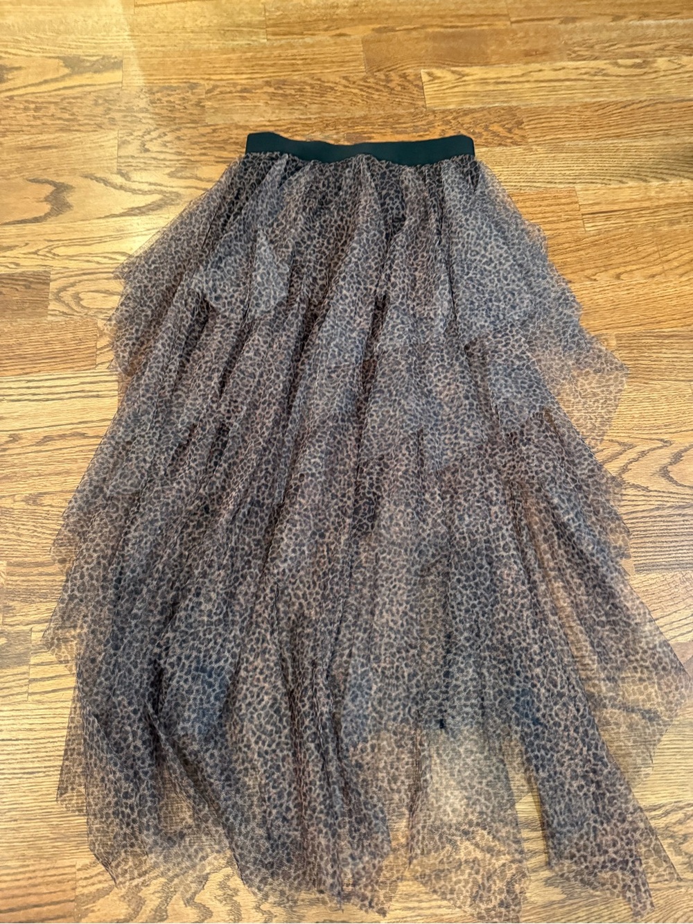 Layered Leopard Print Tulle Skirt